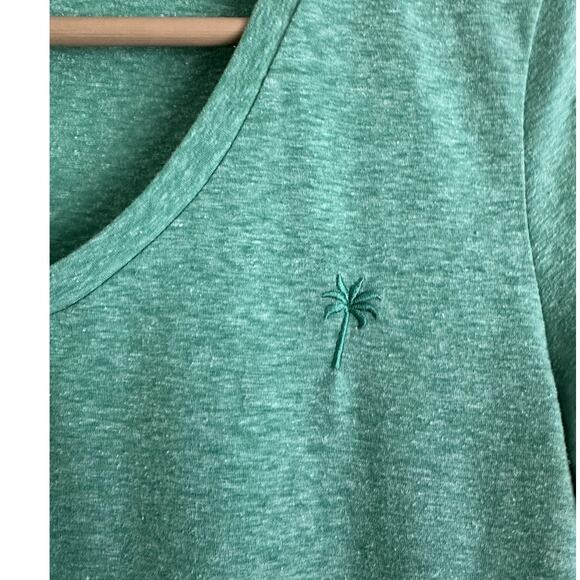 Coconut Creek Heathered Green-Size Large Juniors-Palm Tree Tee Shirt-EUC - Picture 4 of 7